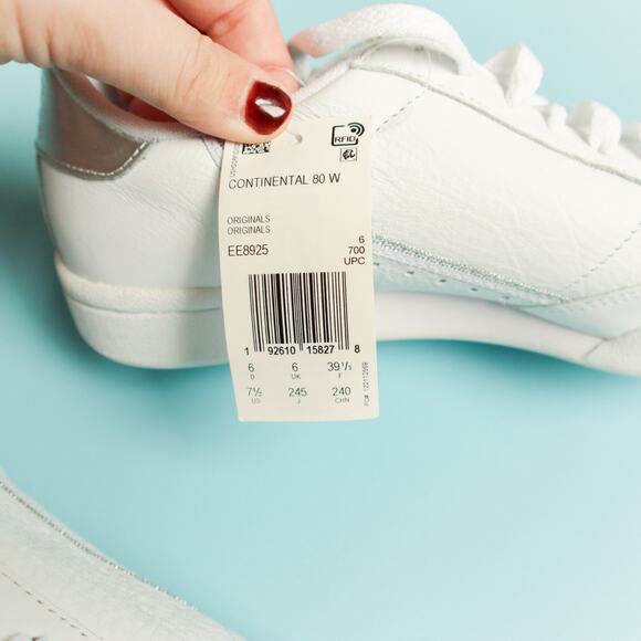 NWT Adidas Continental 80 White Leather Silver Sneakers Size 7.5 Y2K - Picture 7 of 7